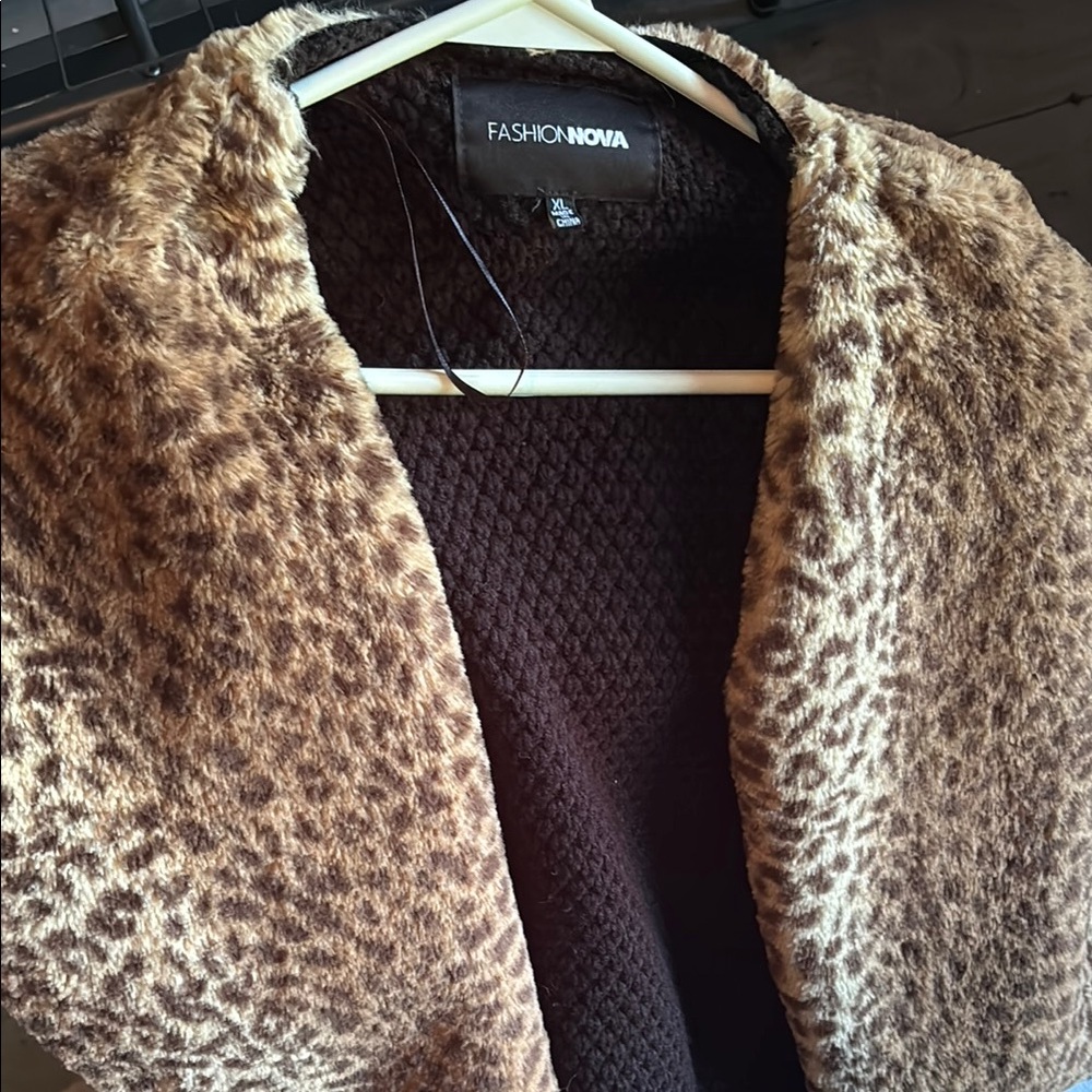 Fashion Nova Animal Print Faux Fur cardigan